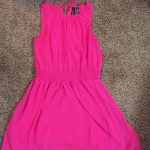 Bright pink open-back dress